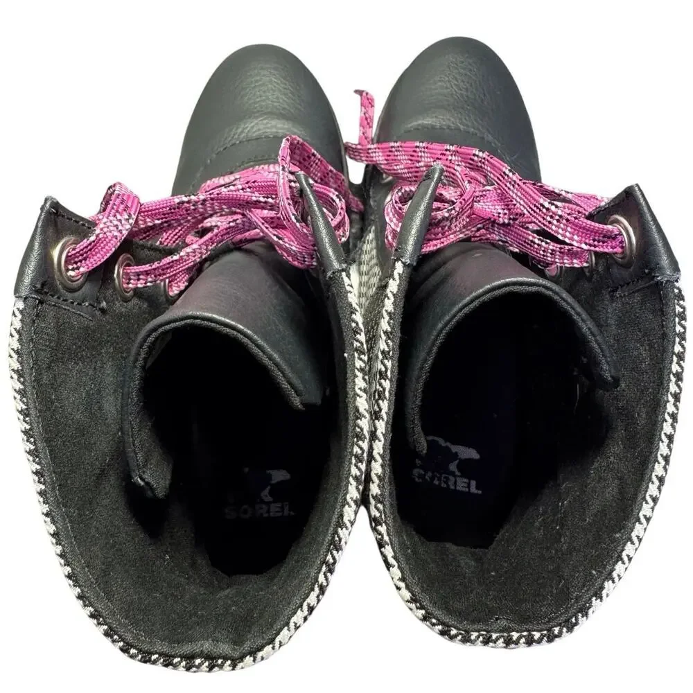 Sorel Joan of Arctic Lexie Leather Wedge Ankle Bootie Lace Up Youth Size 5 US